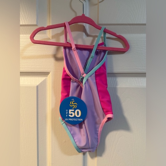 Baby Girls Colorblock One Piece Swimsuit | Size 12M | NWT UPF 50 - Picture 2 of 3